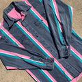 Men's retro striped loose fit cardigan shirt with long sleeves in a punk print design