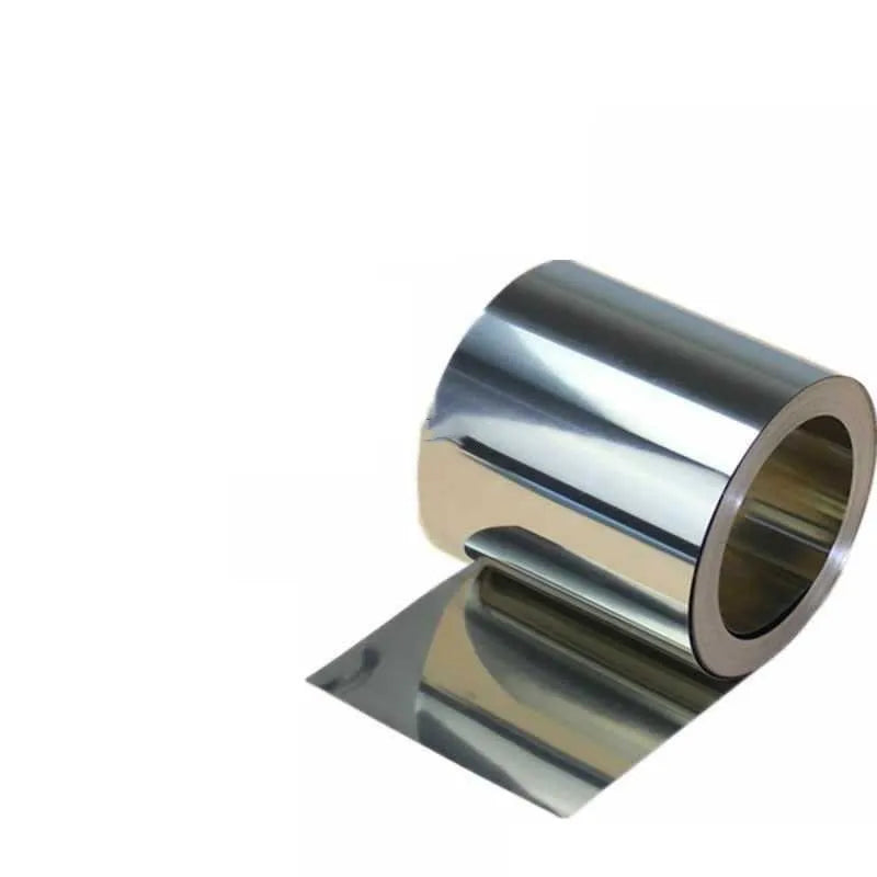 Roll of 304 stainless steel strip with leather finish for automotive detailing and trim.