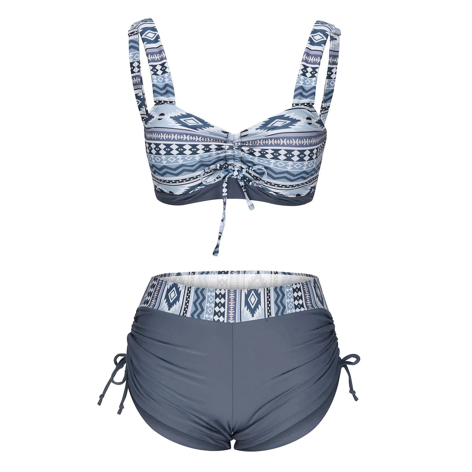 Women's solid colour bikini swimsuit with steel belt and removable chest pads