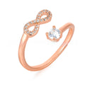 Gold geometric letter ring with zircon inlay showing English letter design and open ring structure