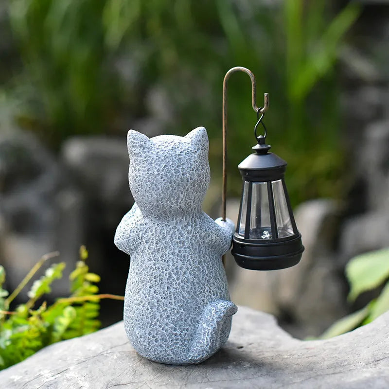 Solar garden lamp with kitten lifting lamp design for outdoor decorative lighting