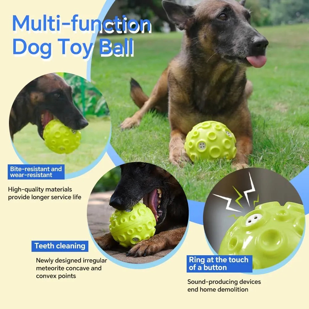 Durable rubber dog toy ball with squeaker sound for aggressive chewers in multiple colours
