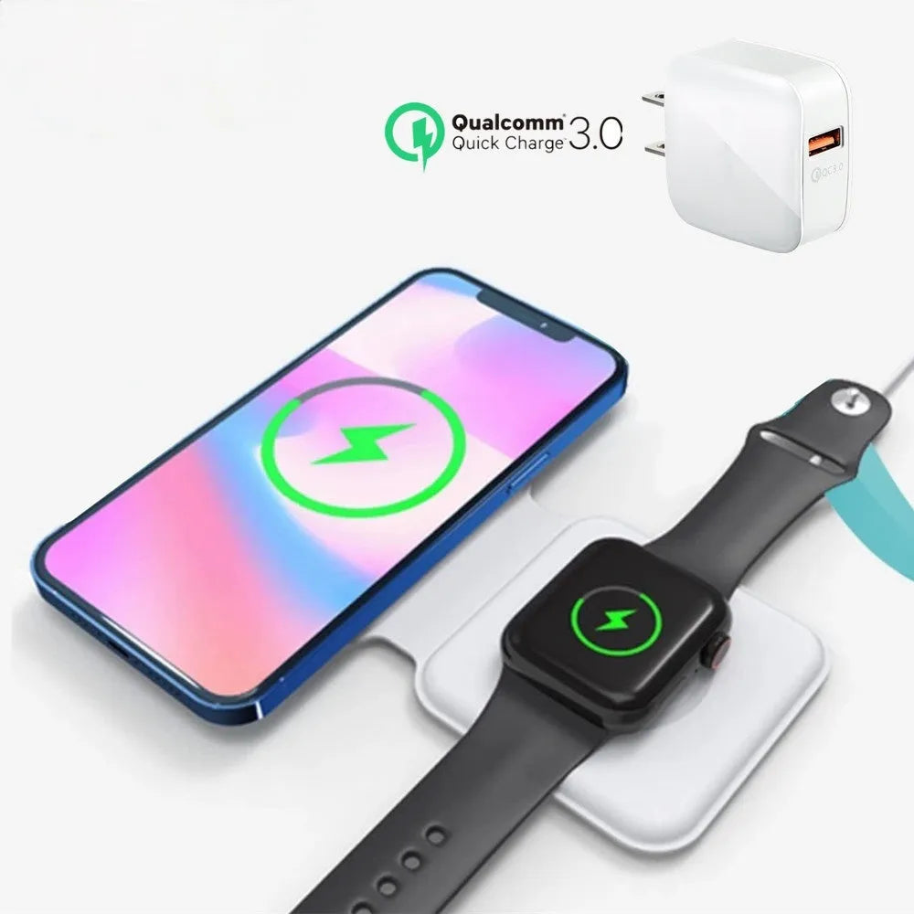 2 in 1 magnetic absorption wireless charging pad, 15W quick charging, Micro USB, Black or White