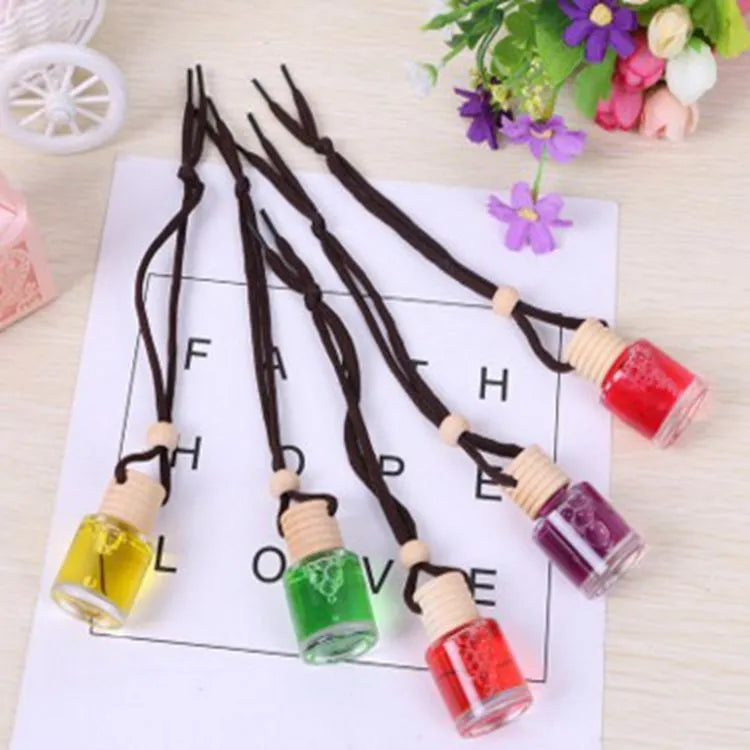 Glass bottle car air freshener hanging ornament with 55g fragrance oil in clear glass