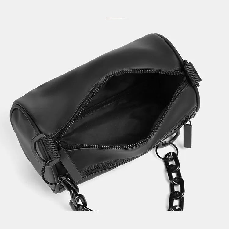 Waterproof Oxford cloth messenger crossbody bag with chain decoration in black, orange or grey colour