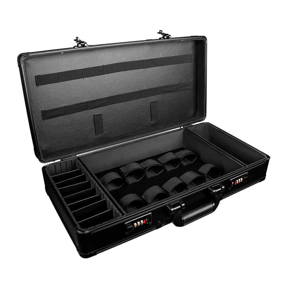 PVC hair tools storage suitcase open showing interior space for styling equipment