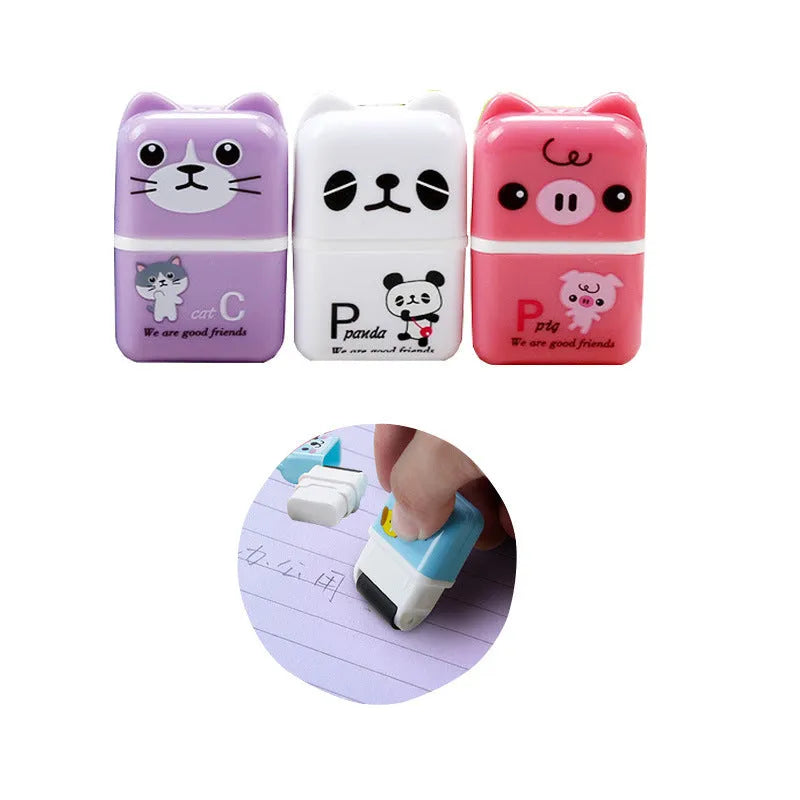Creative cartoon anti-dandruff eraser in mixed colours, 6 pack, 3x1.5x5cm plastic pencil eraser
