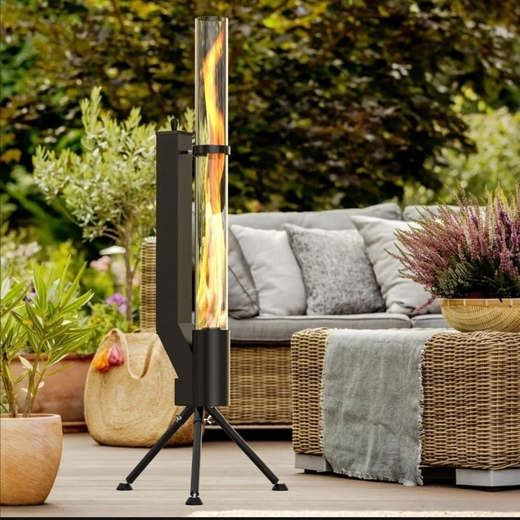 Vertical iron wood burning rocket furnace heating stove for courtyard and home use