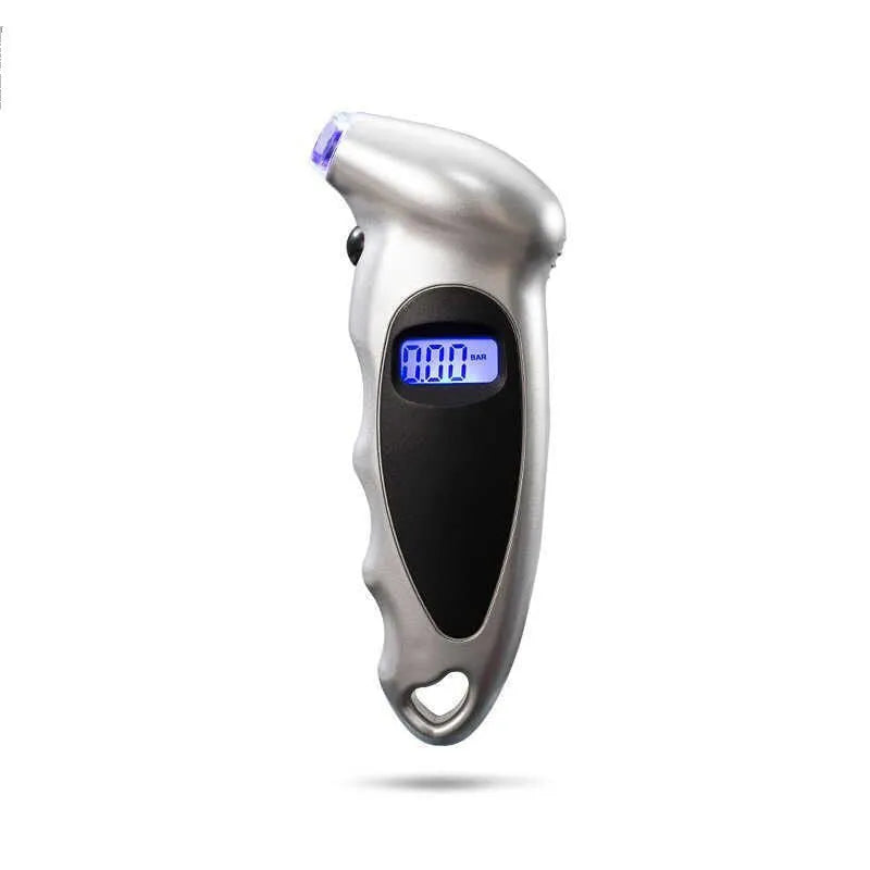 Elysee digital tyre pressure gauge in black, compact ABS body with digital display