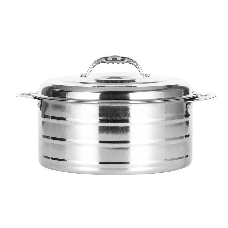 Stainless steel insulated rice bucket set with lids, three pieces in 1L 2L 3L or 2L 3L 4L, embossed finish