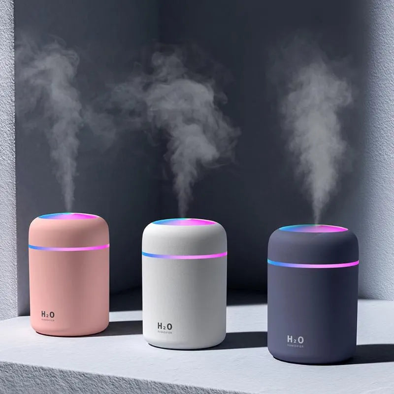 Car USB colourful cup air humidifier with 300ml tank, low noise, two spray modes, atmosphere lights, compact design