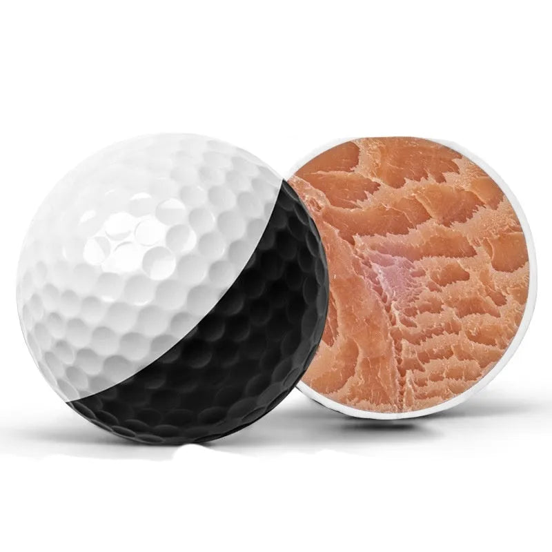 Golf two-tone putter practice ball in black and white, 42mm diameter, synthetic rubber sarin, pack of three
