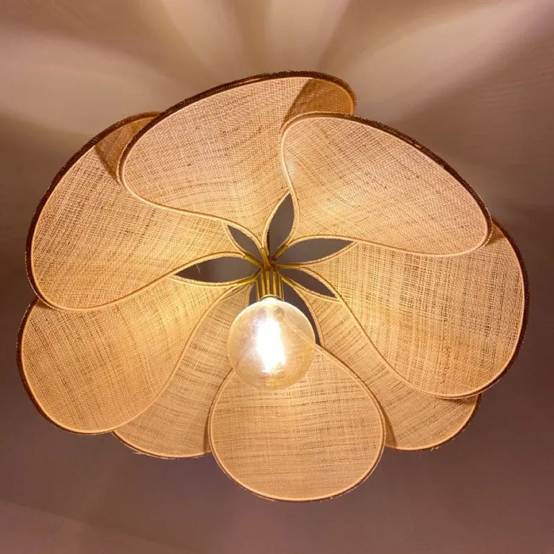 Bohemian style cloth-craft hanging chandelier lamp in a choice of colours and diameters.
