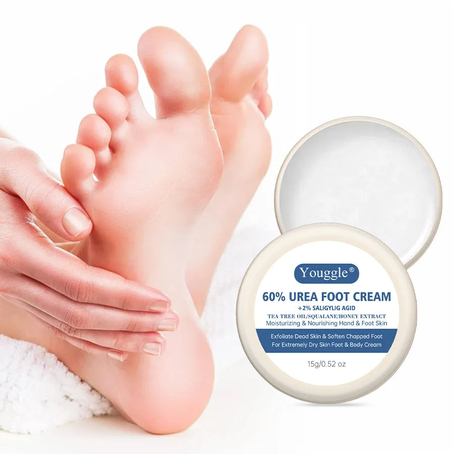 Tube of 60% urea foot cream for cracked heels and dry skin, 15g