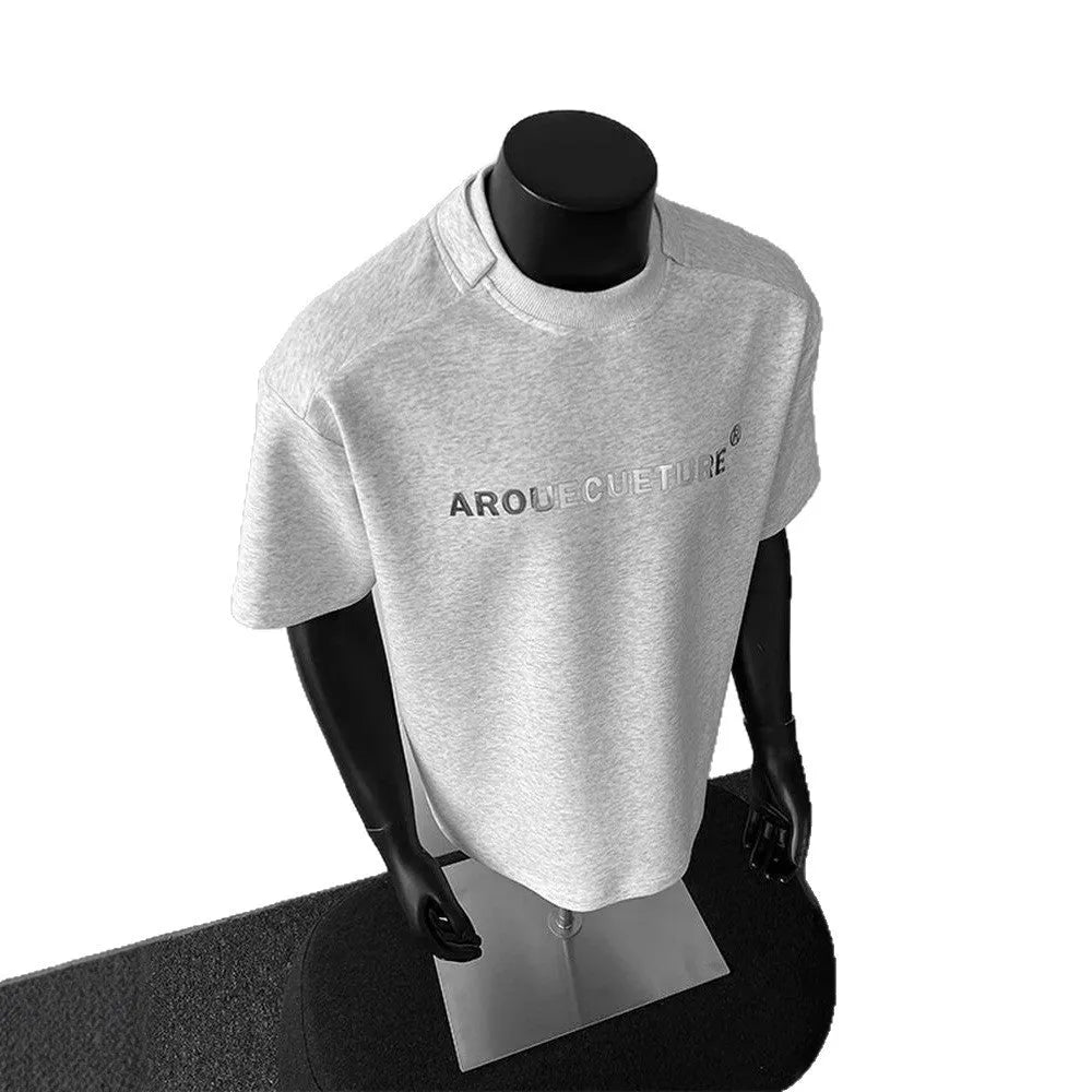 Men's loose fit cotton short sleeve shirt with letter pattern in black colour option
