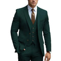 Men's three-piece slim fit wedding suit in champagne with coat, vest, and trousers