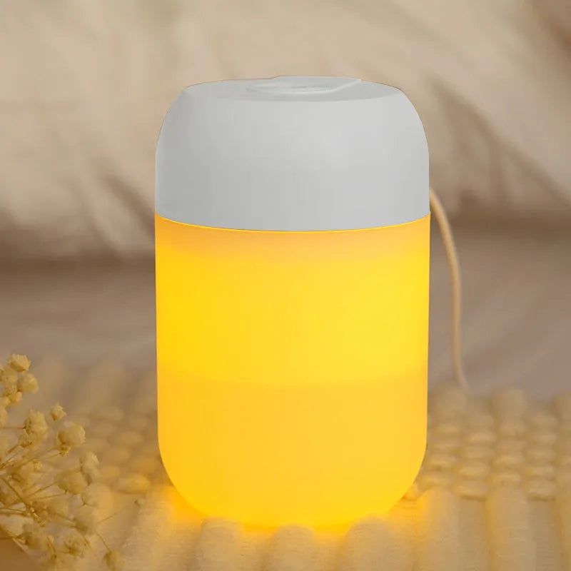 White cylindrical USB-powered mini humidifier with aromatherapy function for essential oils