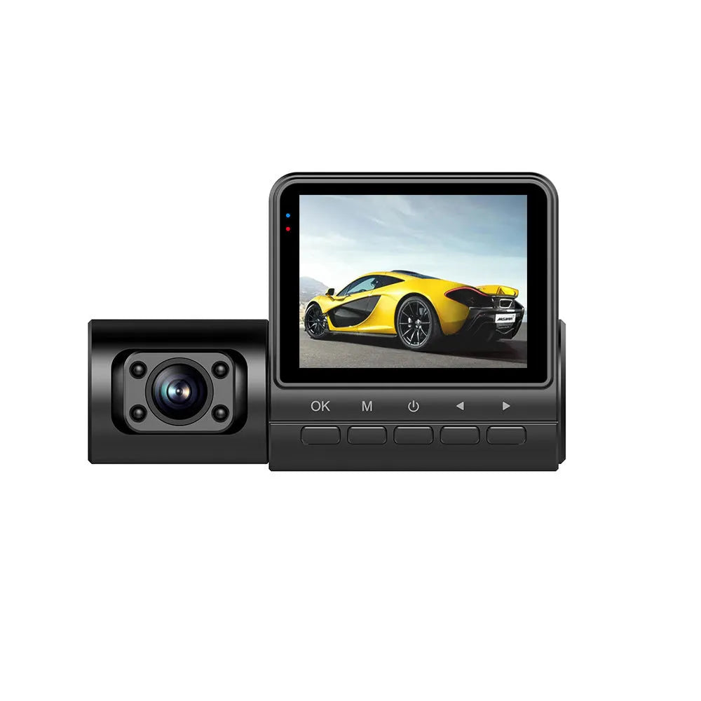 Black car recorder with 1080P HD recording, 170-degree wide-angle lens, and touch controls