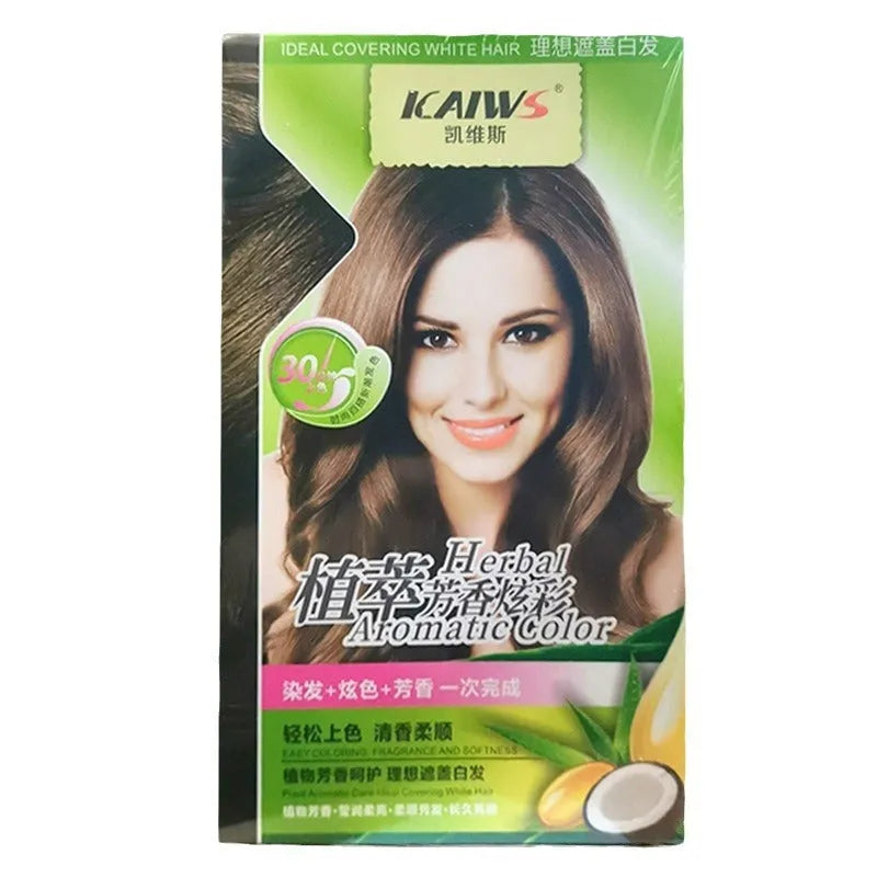 Twin pack of plant-based aromatic hair colour cream tubes in chestnut brown and wine red shades