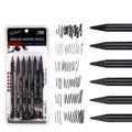 Wood-free graphite sketching pencils set showing six different hardness grades for art drawing