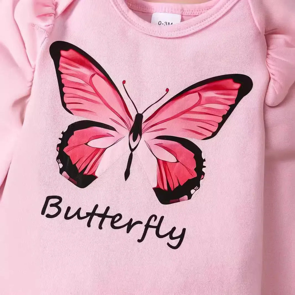 Peach baby girl two-piece summer suit with short sleeve shirt, shorts and letter print.