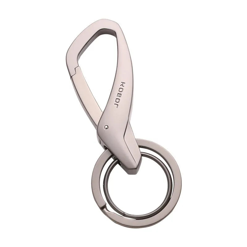 Zinc alloy car key waist hanging double ring holder in black on a belt loop