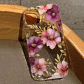 Transparent frosted TPU air spring phone case for Apple 12 Pro Max with pink purple flowers print