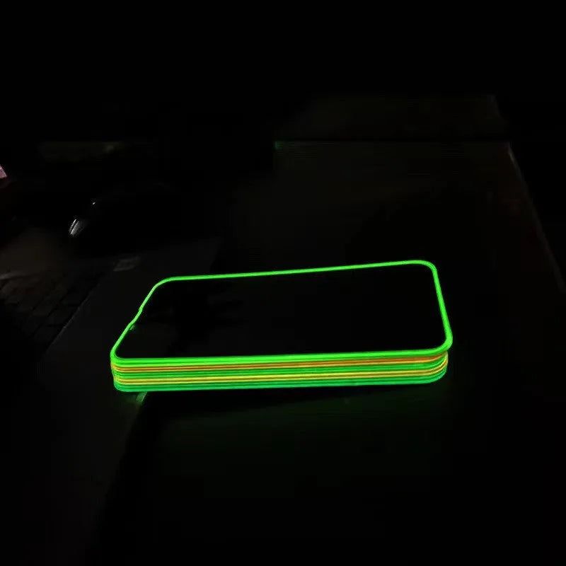 Fluorescent tempered glass screen protector for iPhone with luminous glow in five colour options