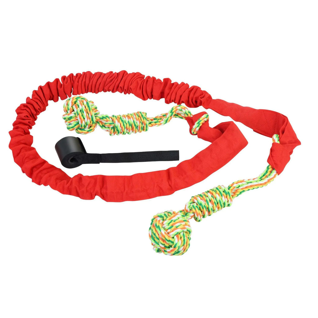 Cotton thread dog tug of war rope toy in red, grey, and black colour options