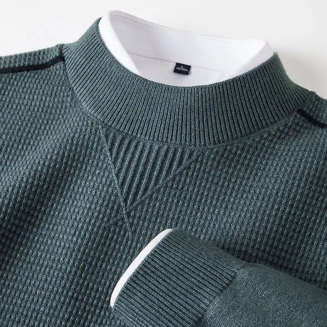 Men's wavy pattern stand collar pullover jacket in polo cotton lay flat