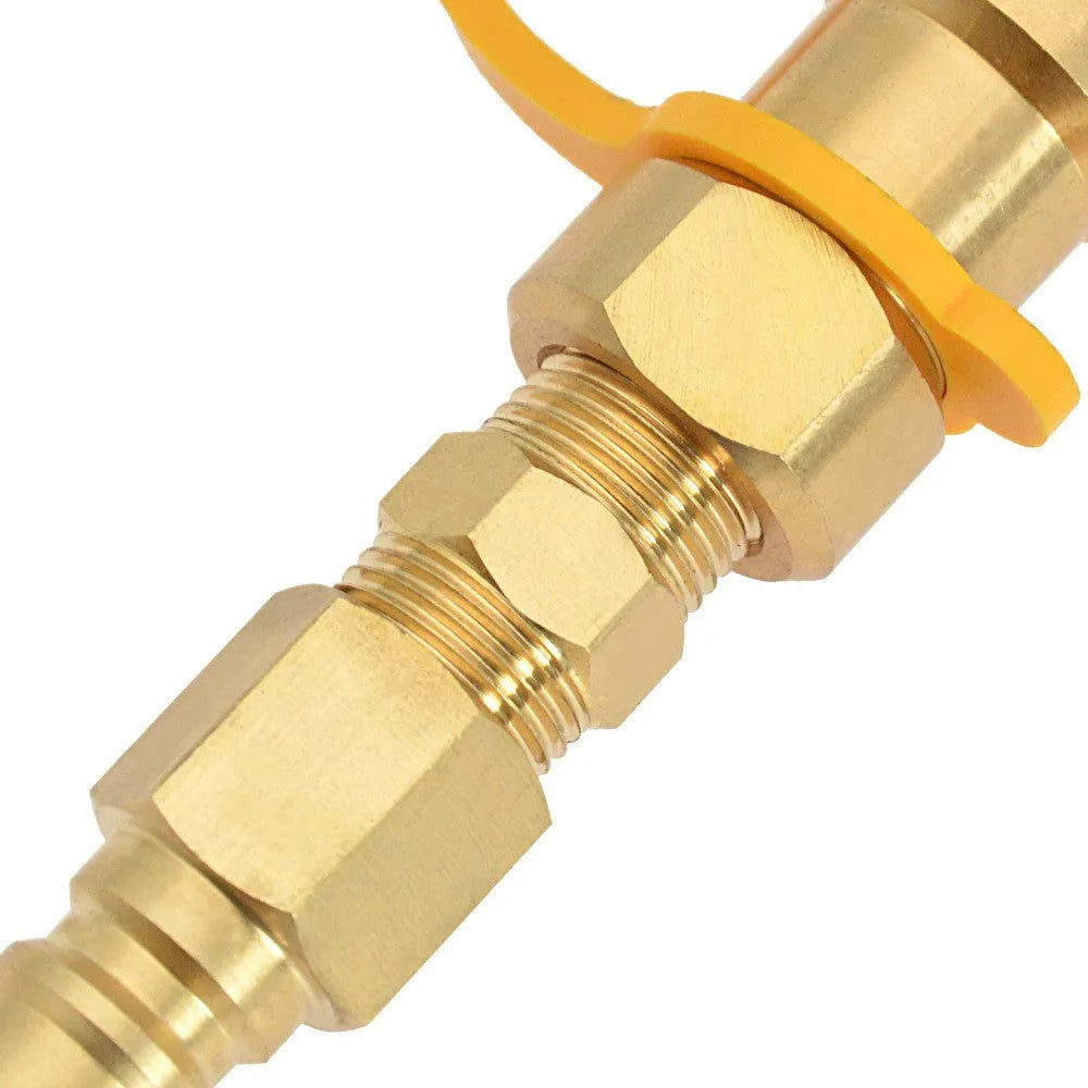 Gold brass gas propane charging connector with 3/8 American standard threads