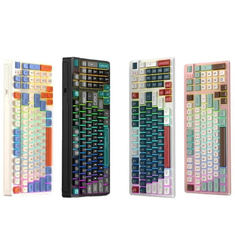 Desktop computer keyboard with luminous keys and a 1.8 metre cable, shown in a choice of colour combinations.
