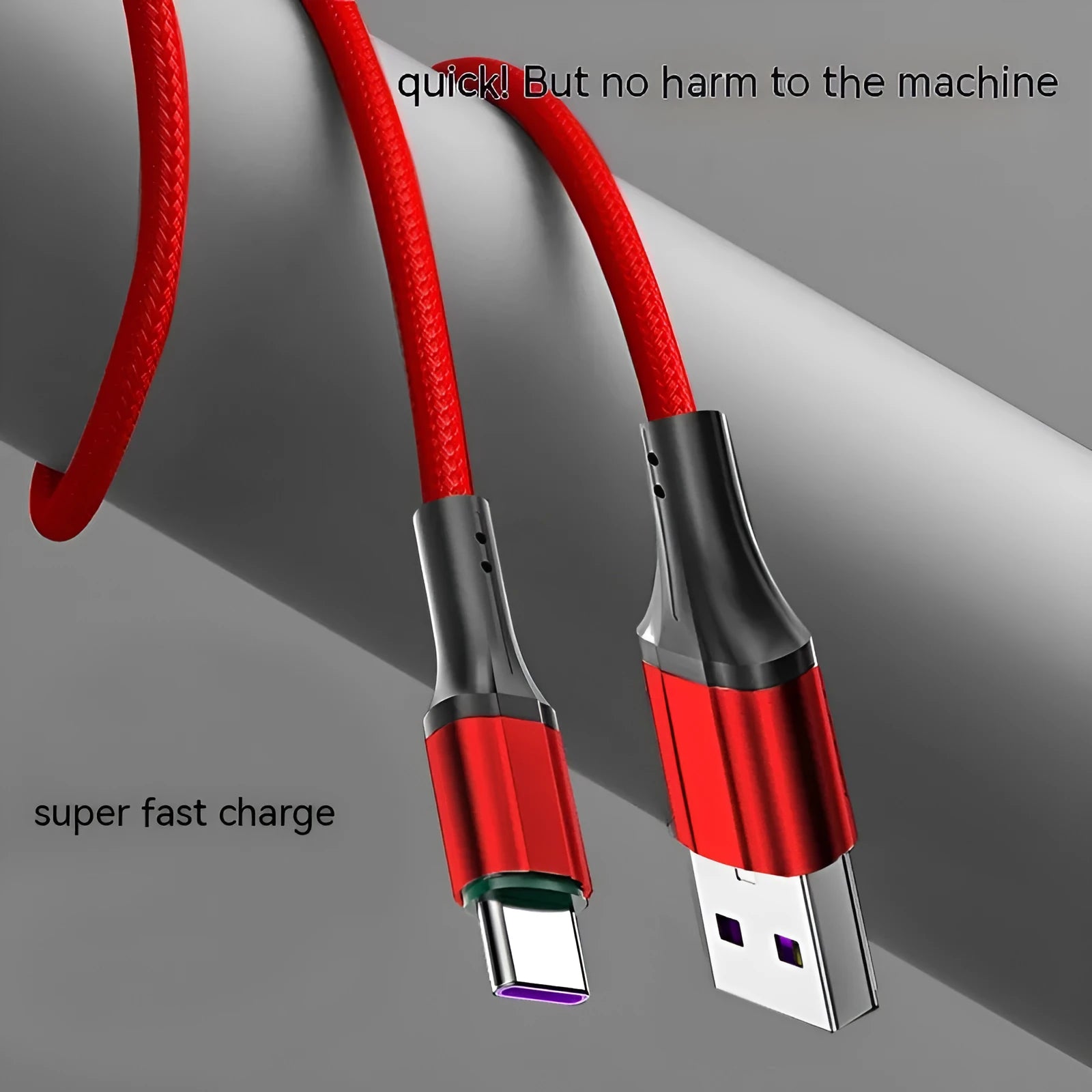 Woven nylon USB-C fast charging cable in red, black, or green colours showing braided texture