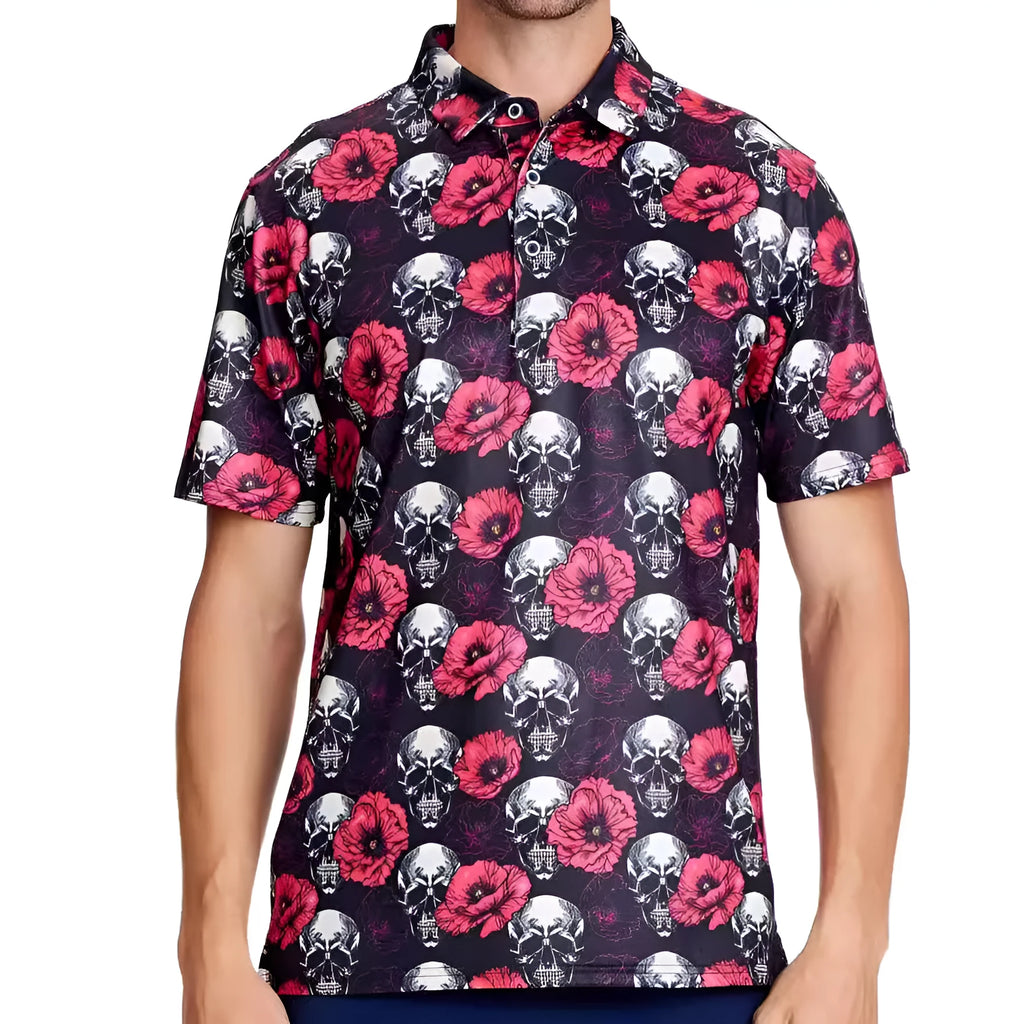 Men's 3D print short sleeve T-shirt with Japanese retro pattern and zipper details