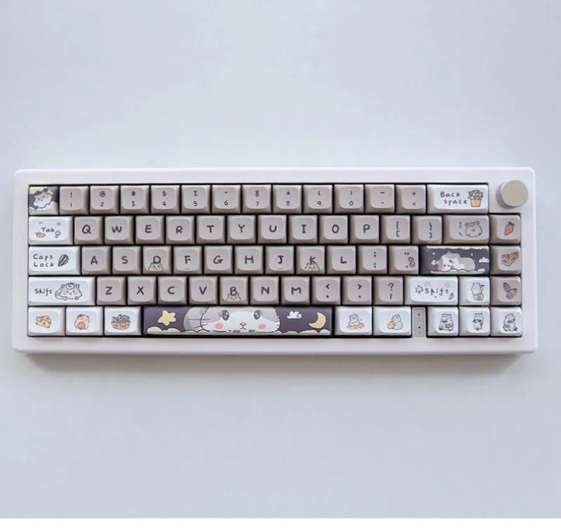 Custard yellow and soft grey XDA profile plastic keycap sets for mechanical keyboards.