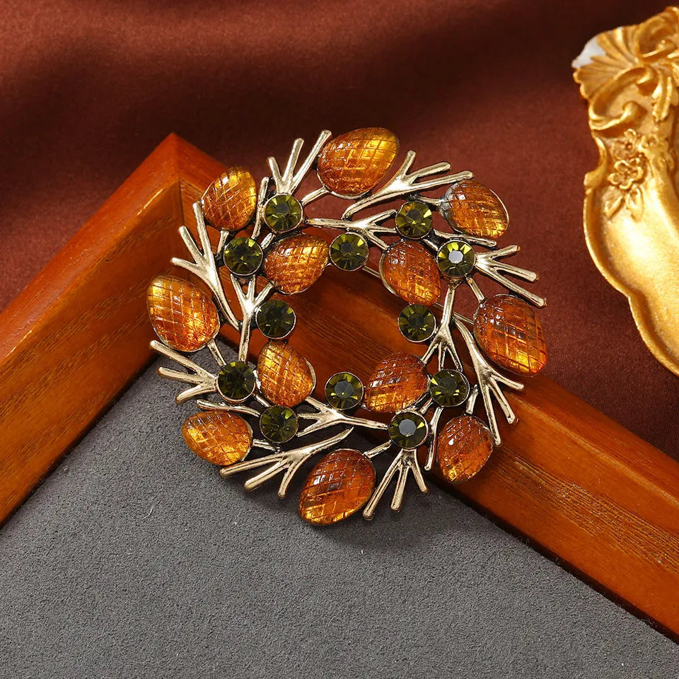 Creative Christmas Jelly Champagne Filbert Brooch retro alloy decorative pin unisex