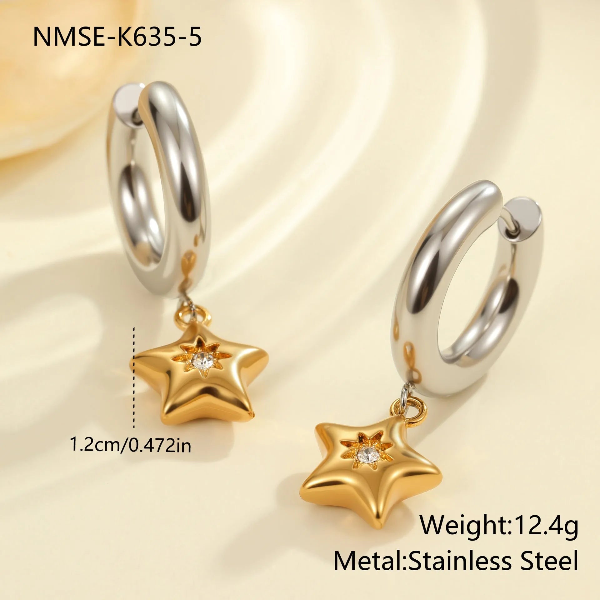 Christmas tree and heart shaped stainless steel earrings with 18K electroplating geometric designs