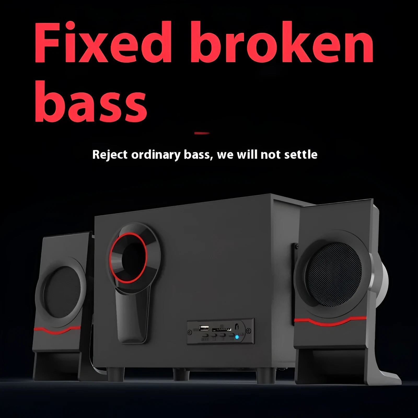 Wooden 21 multimedia speaker with knob controls, USB power, and bass boost