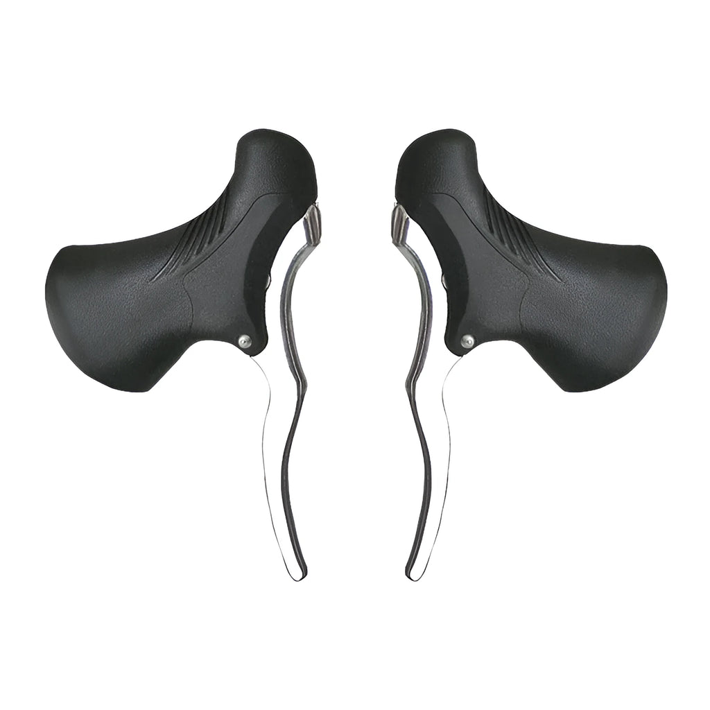 Pair of aluminium alloy road bicycle brake handles in black and black silver colour options