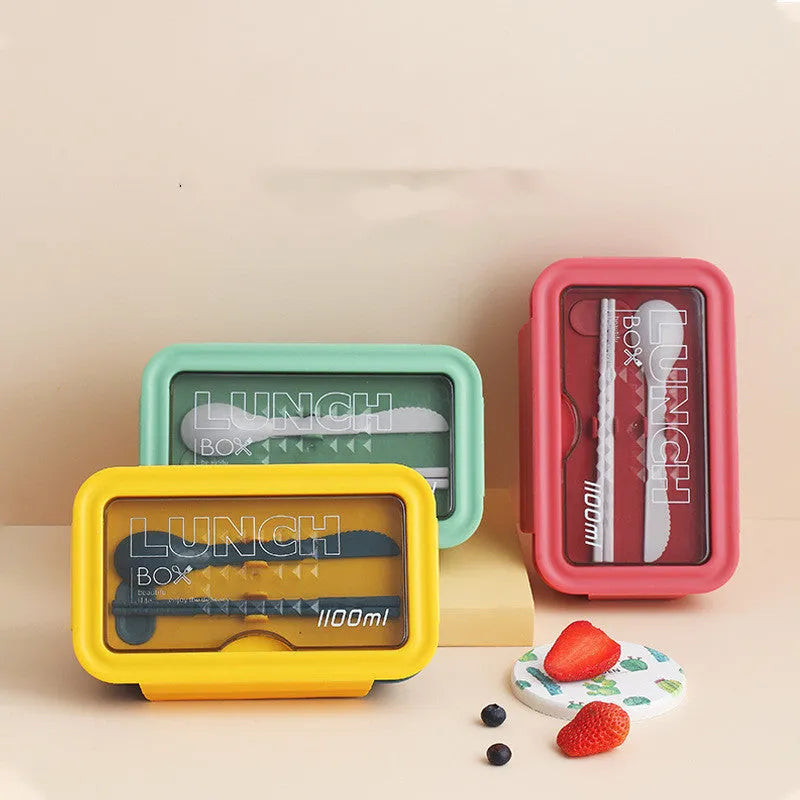 Four-layer partitioned bento box in Nordic style design measuring 20.5cm long