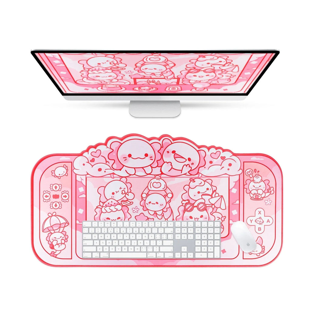 Hexagonal dragon crane machine anime pattern large mouse pad 75x40cm with wrist support