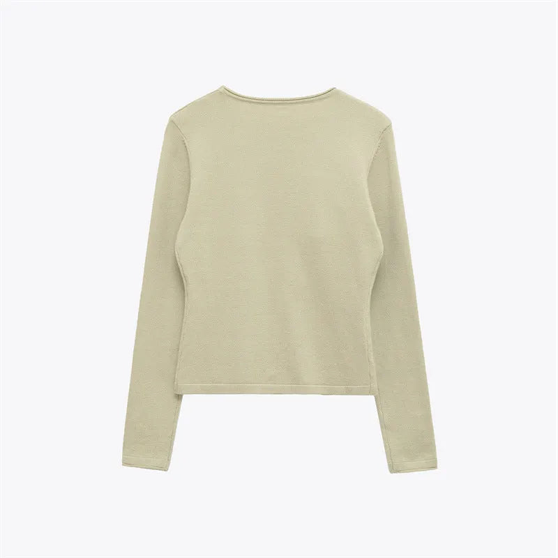 Women's round neck floral embellished striped knit sweater with long sleeves and contrast colour detail