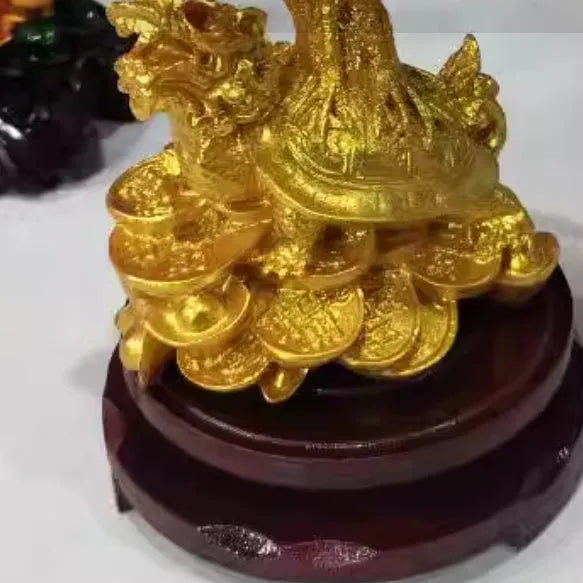 Citrine small water turtle money tree resin decorative ornament measuring 18x11x23cm