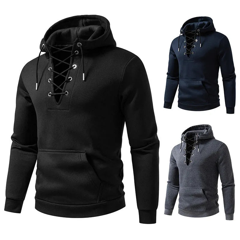 Men's zipper design casual hooded drawstring sweatshirt in dark gray slim fit polyester fiber