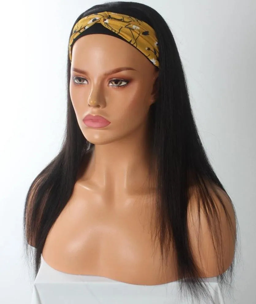 Ice Hair Band Wig Hood in real hair natural colour turban style, 12 to 26 inch option for ladies