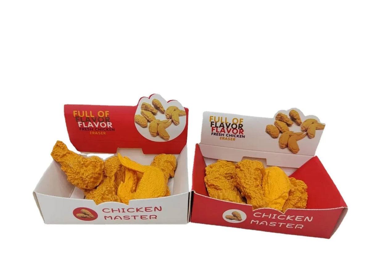 Creative simulation chicken wing drumstick eraser in roast wing colour, 4cm TPR student school supply