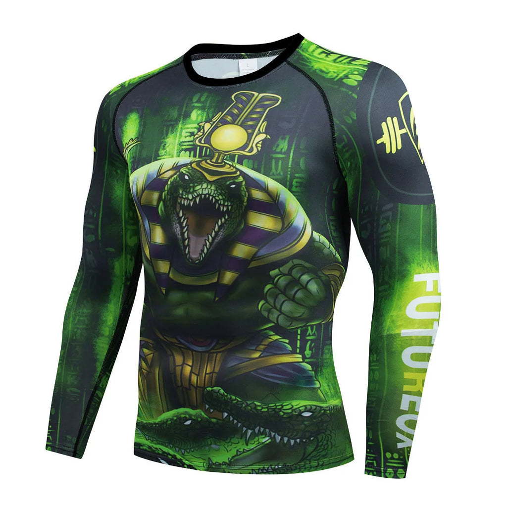 Men's slim-fit printed sports suit with long sleeves, showing top and trousers