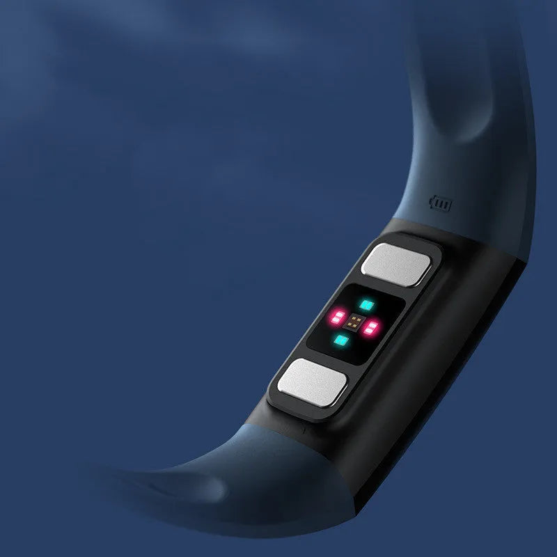 Y6 Black smart health monitoring bracelet with 1.1-inch display showing ECG and health metrics