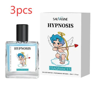 Cupid HYPNOSIS Perfume 50ml bottle with body lotion on a clean surface