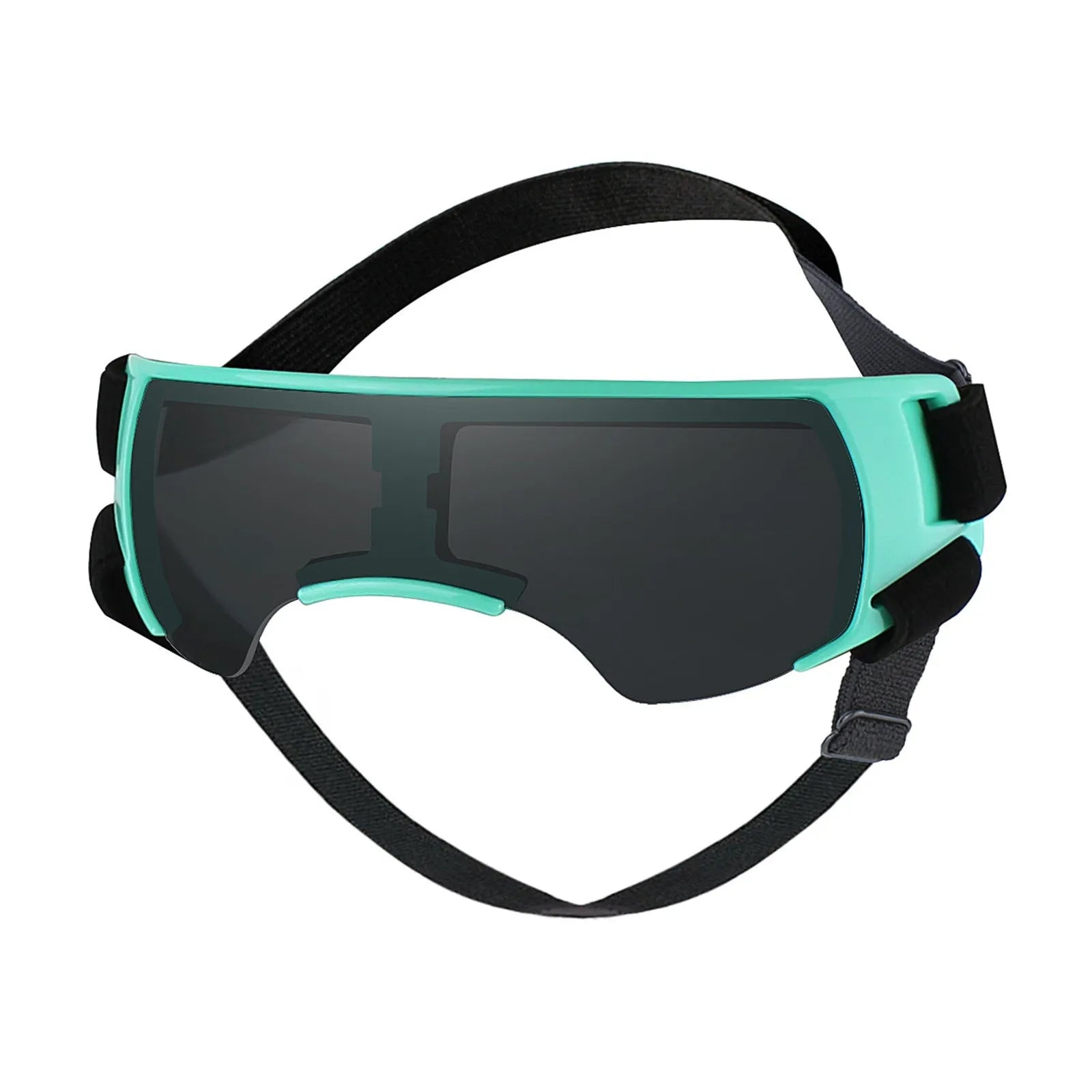 Dog UV-proof goggles with polycarbonate lenses and adjustable nylon ribbon strap in black colour